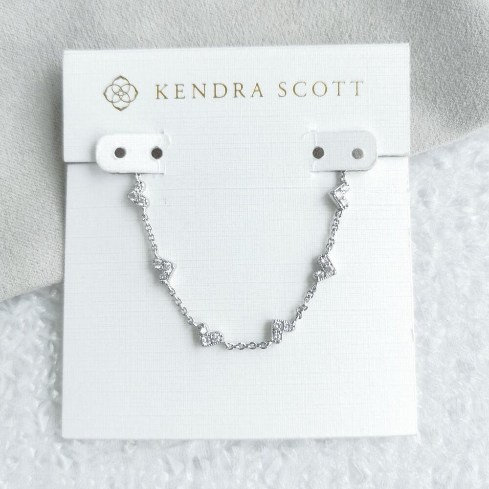 Kendra Scott - Haven Heart Silver White Crystal Chain Bracelet - new
